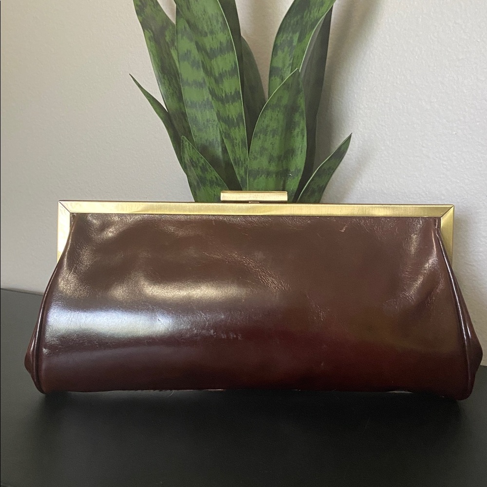 Patricia Nash Leopard Print Frame Clutch - Brown with Gold-tone Trim - Picture 3 of 16